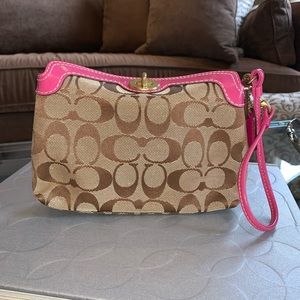 Coach Clutch & Wristlet- Brown & Hot Pink